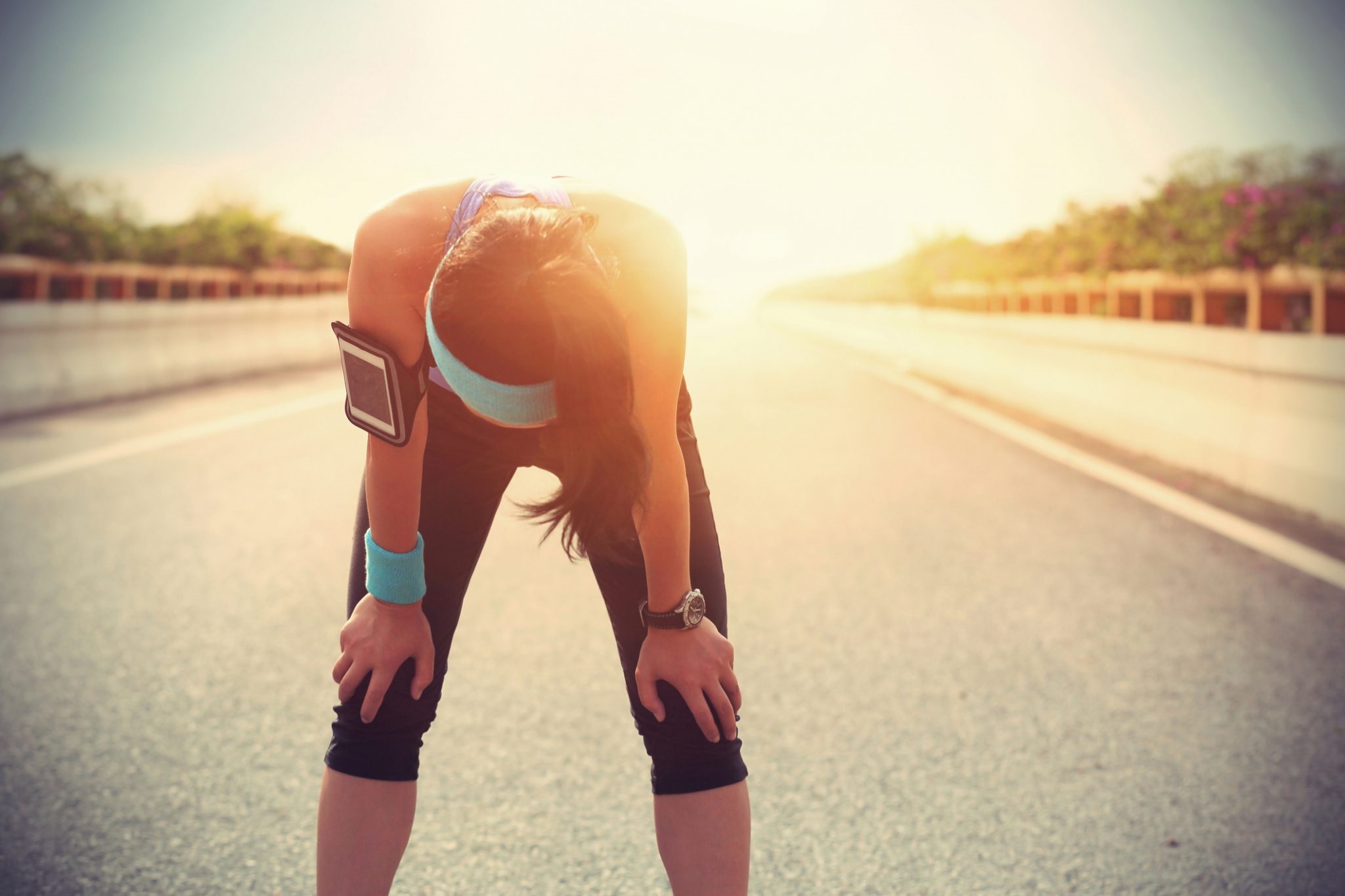 woman working out in sun
